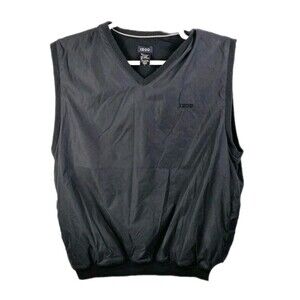 Izod Men's Large Black Mesh Lined V-Neck Windbreaker Vest